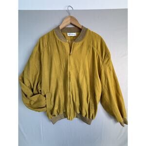 Vintage St Croix Shop Bomber Jacket Mustard Yellow Silk Blend Mens Large USA